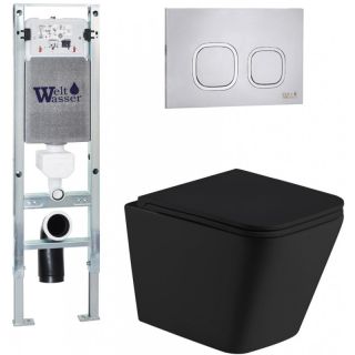 Комплект унитаза с инсталляцией Weltwasser Amberg 350 ST + Gelbach 043 MT-BL + Amberg RD-MT CR 10000011972 черный матовый