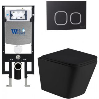 Комплект унитаза с инсталляцией Weltwasser Amberg 497 + Gelbach 043 MT-BL + Amberg RD-BL 10000011975 черный матовый