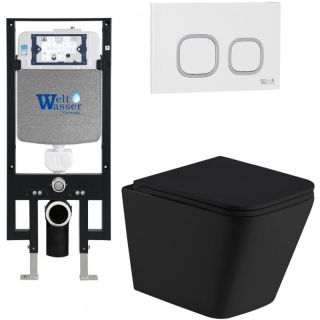 Комплект унитаза с инсталляцией Weltwasser Amberg 497 + Gelbach 043 MT-BL + Amberg RD-WT 10000011978 черный матовый