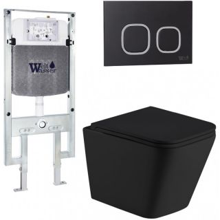 Комплект унитаза с инсталляцией Weltwasser Amberg 497 ST + Gelbach 043 MT-BL + Amberg RD-BL 10000011980 черный матовый