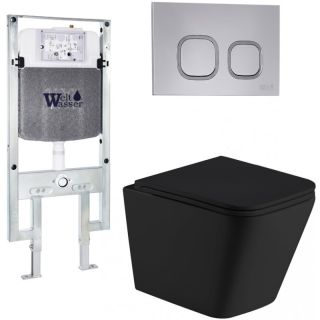 Комплект унитаза с инсталляцией Weltwasser Amberg 497 ST + Gelbach 043 MT-BL + Amberg RD-CR 10000011981 черный матовый
