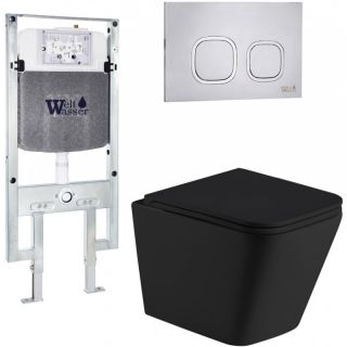 Комплект унитаза с инсталляцией Weltwasser Amberg 497 ST + Gelbach 043 MT-BL + Amberg RD-MT CR 10000011982 черный матовый