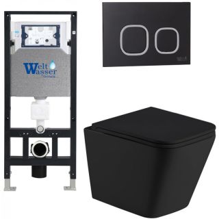 Комплект унитаза с инсталляцией Weltwasser Amberg 506 + Gelbach 043 MT-BL + Amberg RD-BL 10000011985 черный матовый
