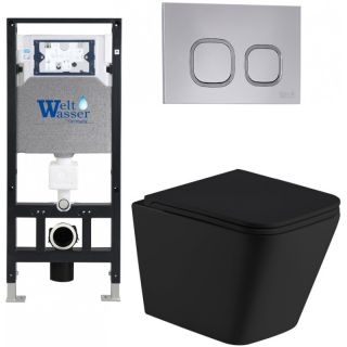 Комплект унитаза с инсталляцией Weltwasser Amberg 506 + Gelbach 043 MT-BL + Amberg RD-CR 10000011986 черный матовый