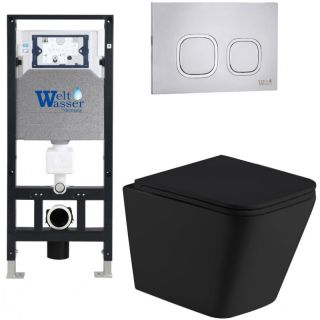 Комплект унитаза с инсталляцией Weltwasser Amberg 506 + Gelbach 043 MT-BL + Amberg RD-MT CR 10000011987 черный матовый
