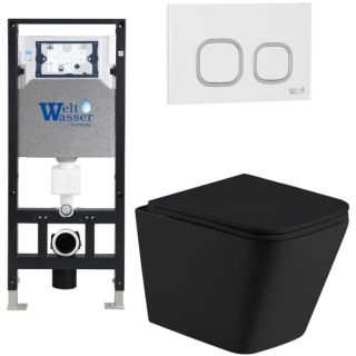Комплект унитаза с инсталляцией Weltwasser Amberg 506 + Gelbach 043 MT-BL + Amberg RD-WT 10000011988 черный матовый