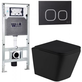 Комплект унитаза с инсталляцией Weltwasser Amberg 506 ST + Gelbach 043 MT-BL + Amberg RD-BL 10000011990 черный матовый