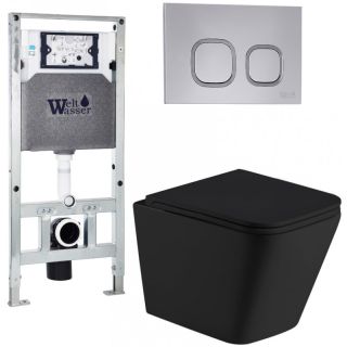 Комплект унитаза с инсталляцией Weltwasser Amberg 506 ST + Gelbach 043 MT-BL + Amberg RD-CR 10000011991 черный матовый