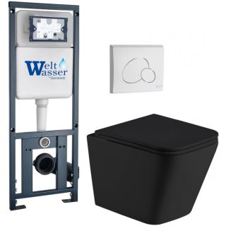 Комплект унитаза с инсталляцией Weltwasser Marberg 410 + Gelbach 043 MT-BL + MAR 410 RD GL-WT 10000011996 черный матовый