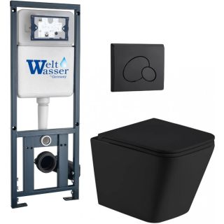 Комплект унитаза с инсталляцией Weltwasser Marberg 410 + Gelbach 043 MT-BL + MAR 410 RD MT-BL 10000011997 черный матовый