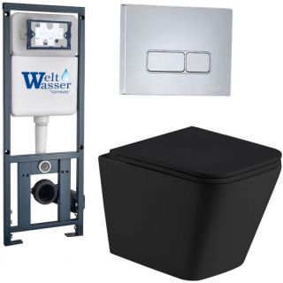 Комплект унитаза с инсталляцией Weltwasser Marberg 410 + Gelbach 043 MT-BL + MAR 410 SE CR 10000011998 черный матовый