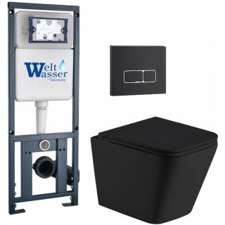 Комплект унитаза с инсталляцией Weltwasser Marberg 410 + Gelbach 043 MT-BL + MAR 410 SE MT-BL 10000012000 черный матовый