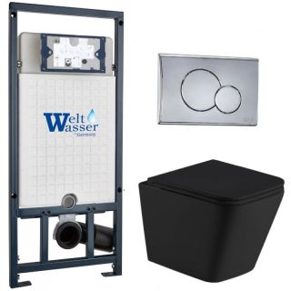 Комплект унитаза с инсталляцией Weltwasser Marberg 507 + Gelbach 043 MT-BL + MAR 507 RD CR 10000012002 черный матовый