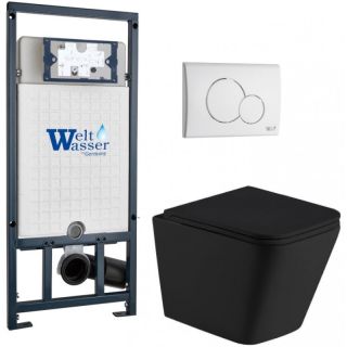Комплект унитаза с инсталляцией Weltwasser Marberg 507 + Gelbach 043 MT-BL + MAR 507 RD GL-WT 10000012003 черный матовый
