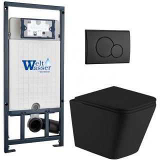 Комплект унитаза с инсталляцией Weltwasser Marberg 507 + Gelbach 043 MT-BL + MAR 507 RD MT-BL 10000012004 черный матовый