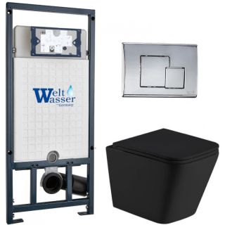 Комплект унитаза с инсталляцией Weltwasser Marberg 507 + Gelbach 043 MT-BL + MAR 507 SE CR 10000012005 черный матовый