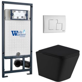 Комплект унитаза с инсталляцией Weltwasser Marberg 507 + Gelbach 043 MT-BL + MAR 507 SE GL-WT 10000012006 черный матовый