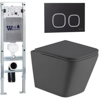 Комплект унитаза с инсталляцией Weltwasser Amberg 350 ST + Gelbach 043 MT-GR + Amberg RD-BL 10000012010 серый матовый