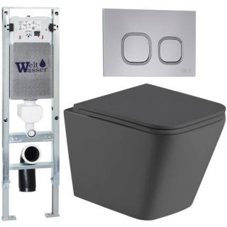 Комплект унитаза с инсталляцией Weltwasser Amberg 350 ST + Gelbach 043 MT-GR + Amberg RD-CR 10000012011 серый матовый