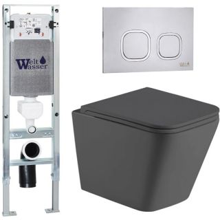 Комплект унитаза с инсталляцией Weltwasser Amberg 350 ST + Gelbach 043 MT-GR + Amberg RD-MT CR 10000012012 серый матовый