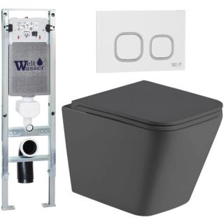 Комплект унитаза с инсталляцией Weltwasser Amberg 350 ST + Gelbach 043 MT-GR + Amberg RD-WT 10000012013 серый матовый