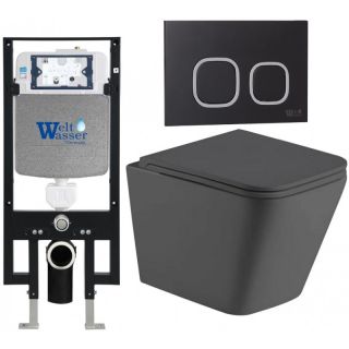 Комплект унитаза с инсталляцией Weltwasser Amberg 497 + Gelbach 043 MT-GR + Amberg RD-BL 10000012015 серый матовый