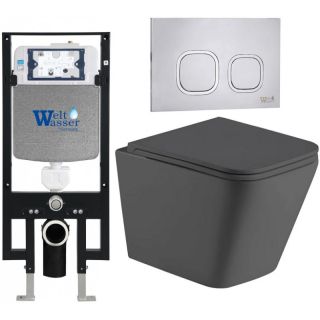 Комплект унитаза с инсталляцией Weltwasser Amberg 497 + Gelbach 043 MT-GR + Amberg RD-MT CR 10000012017 серый матовый