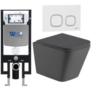 Комплект унитаза с инсталляцией Weltwasser Amberg 497 + Gelbach 043 MT-GR + Amberg RD-WT 10000012018 серый матовый