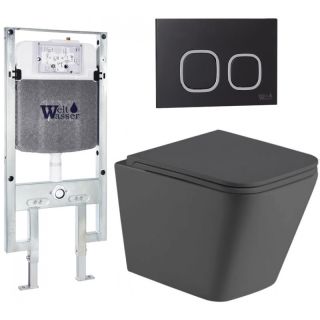 Комплект унитаза с инсталляцией Weltwasser Amberg 497 ST + Gelbach 043 MT-GR + Amberg RD-BL 10000012020 серый матовый