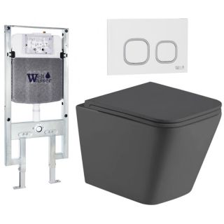 Комплект унитаза с инсталляцией Weltwasser Amberg 497 ST + Gelbach 043 MT-GR + Amberg RD-WT 10000012023 серый матовый