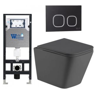 Комплект унитаза с инсталляцией Weltwasser Amberg 506 + Gelbach 043 MT-GR + Amberg RD-BL 10000012025 серый матовый