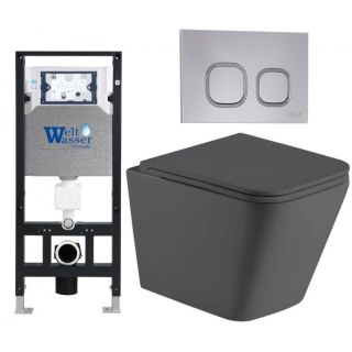Комплект унитаза с инсталляцией Weltwasser Amberg 506 + Gelbach 043 MT-GR + Amberg RD-CR 10000012026 серый матовый