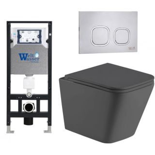 Комплект унитаза с инсталляцией Weltwasser Amberg 506 + Gelbach 043 MT-GR + Amberg RD-MT CR 10000012027 серый матовый