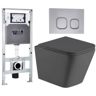 Комплект унитаза с инсталляцией Weltwasser Amberg 506 ST + Gelbach 043 MT-GR + Amberg RD-CR 10000012031 серый матовый
