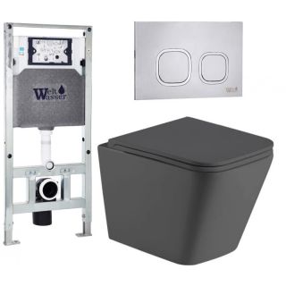 Комплект унитаза с инсталляцией Weltwasser Amberg 506 ST + Gelbach 043 MT-GR + Amberg RD-MT CR 10000012032 серый матовый