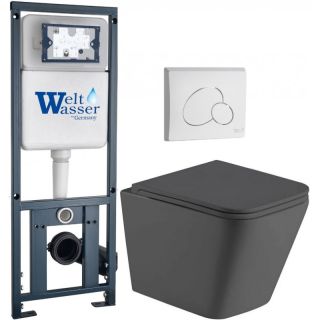 Комплект унитаза с инсталляцией Weltwasser Marberg 410 + Gelbach 043 MT-GR + MAR 410 RD GL-WT 10000012036 серый матовый