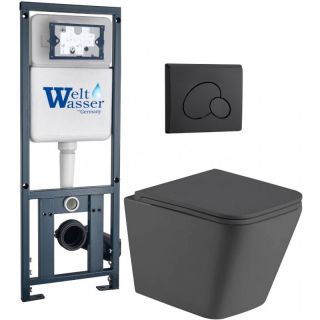 Комплект унитаза с инсталляцией Weltwasser Marberg 410 + Gelbach 043 MT-GR + MAR 410 RD MT-BL 10000012037 серый матовый