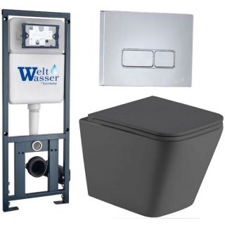 Комплект унитаза с инсталляцией Weltwasser Marberg 410 + Gelbach 043 MT-GR + MAR 410 SE CR 10000012038 серый матовый