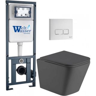 Комплект унитаза с инсталляцией Weltwasser Marberg 410 + Gelbach 043 MT-GR + MAR 410 SE GL-WT 10000012039 серый матовый