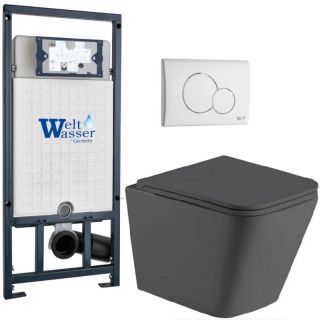 Комплект унитаза с инсталляцией Weltwasser Marberg 507 + Gelbach 043 MT-GR + MAR 507 RD GL-WT 10000012043 серый матовый