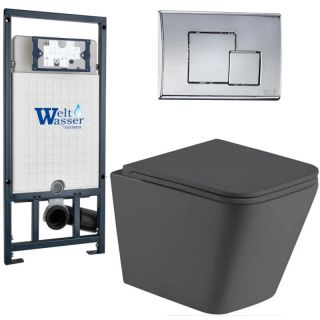 Комплект унитаза с инсталляцией Weltwasser Marberg 507 + Gelbach 043 MT-GR + MAR 507 SE CR 10000012045 серый матовый