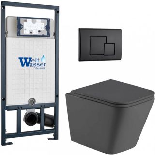 Комплект унитаза с инсталляцией Weltwasser Marberg 507 + Gelbach 043 MT-GR + MAR 507 SE MT-BL 10000012047 серый матовый