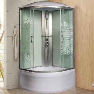 Душевая кабина с поддоном Мономах XL 90/44 С МЗ 10000012114 90х90 хром стекло прозрачное с рисунком мозаика