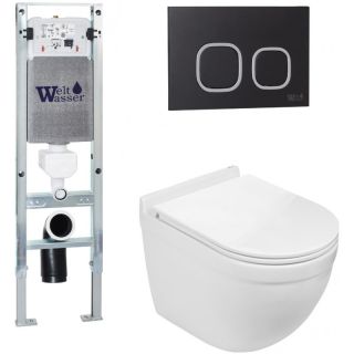 Комплект унитаза с инсталляцией WeltWasser Amberg 350 ST + Heimbach 043 GL-WT + Amberg RD-BL 10000012131 белый глянцевый