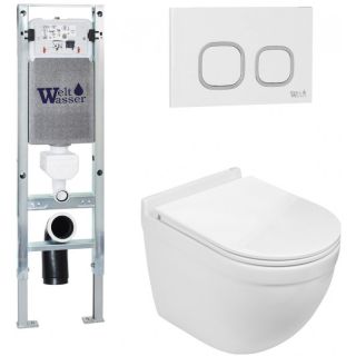 Комплект унитаза с инсталляцией WeltWasser Amberg 350 ST + Heimbach 043 GL-WT + Amberg RD-WT 10000012134 белый глянцевый