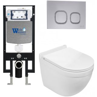 Комплект унитаза с инсталляцией WeltWasser Amberg 497 + Heimbach 043 GL-WT + Amberg RD-CR 10000012137 белый глянцевый