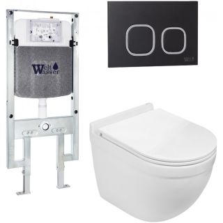Комплект унитаза с инсталляцией WeltWasser Amberg 497 ST + Heimbach 043 GL-WT + Amberg RD-BL 10000012141 белый глянцевый