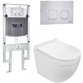 Комплект унитаза с инсталляцией WeltWasser Amberg 497 ST + Heimbach 043 GL-WT + Amberg RD-MT CR 10000012143 белый глянцевый
