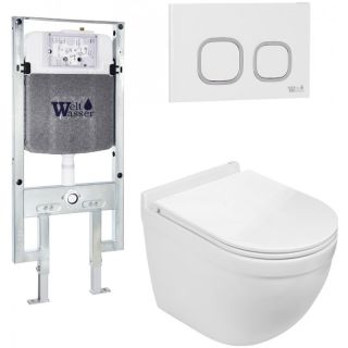 Комплект унитаза с инсталляцией WeltWasser Amberg 497 ST + Heimbach 043 GL-WT + Amberg RD-WT 10000012144 белый глянцевый