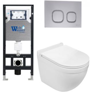 Комплект унитаза с инсталляцией WeltWasser Amberg 506 + Heimbach 043 GL-WT + Amberg RD-CR 10000012147 белый глянцевый